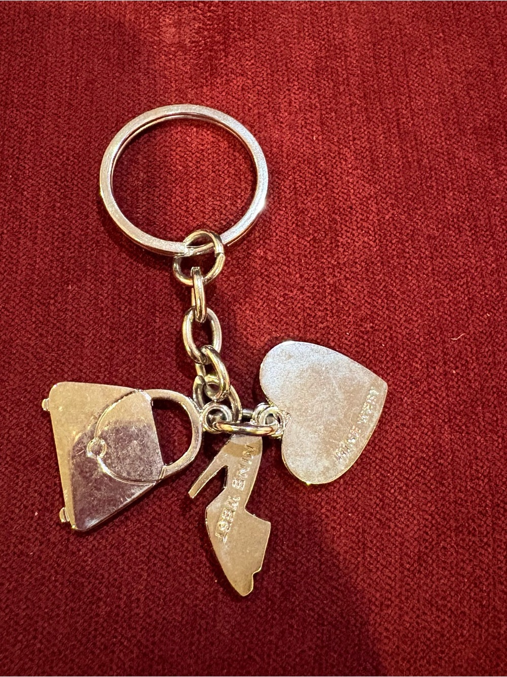 Pre Own Nine West Silver Tone Keychain - Purse, High Heel & Heart Charms